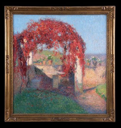 Henri MARTIN (1860-1943) Pergola à l'automne, Marquayrol Huile sur toile. Signée...