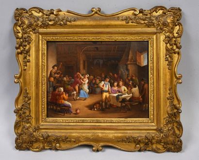 Jean Georges Baltz (1760-1831) "Village wedding in a tavern"
Pair of polychrome porcelain...
