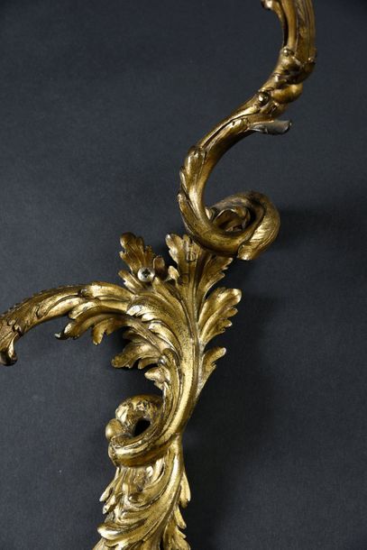 null Pair of light arms in chased and gilded bronze, with two light arms in winding,...