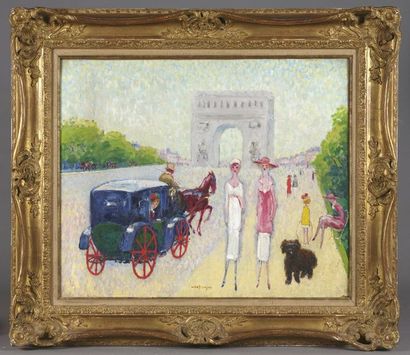 Kees VAN DONGEN (1877-1968) 
Avenue du bois de Boulogne
Oil on canvas.
Signed at...