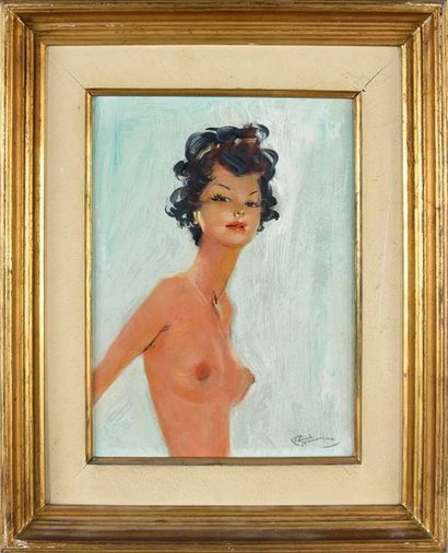 Jean Gabriel DOMERGUE (1889-1962) 
Portrait of Madness
Oil on panel.
Signed lower...