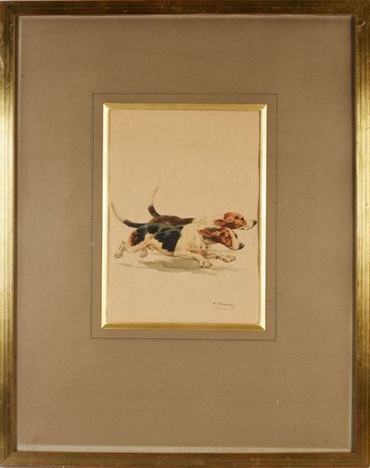 Charles Ferdinand de Condamy (1847-1913) 
Hound
Bassets Watercolour gouache signed...