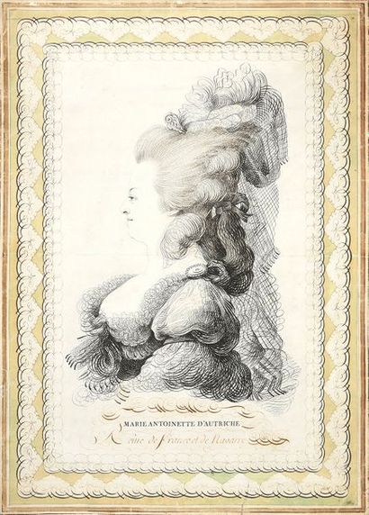 BERNARD Jean-Joseph (1740-1809), dit de Lunéville. Portrait de profil de Marie-Antoinette,...