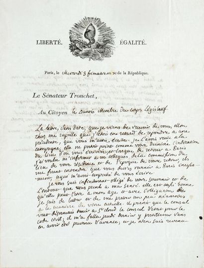 TRONCHET François-Denis (1726-1801). 
*Avocat de Louis XVI, sénateur sous l'Empire,...