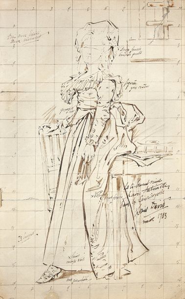 DAVID Jacques-Louis (1748-1825), attribué à. 
Esquisse préparatoire d'un portrait...
