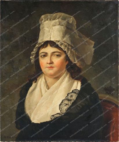 DAVID Jacques-Louis (1748-1825), d'après. 
SARDIN Albert (1874-1948).
Portrait d'Antoinette...
