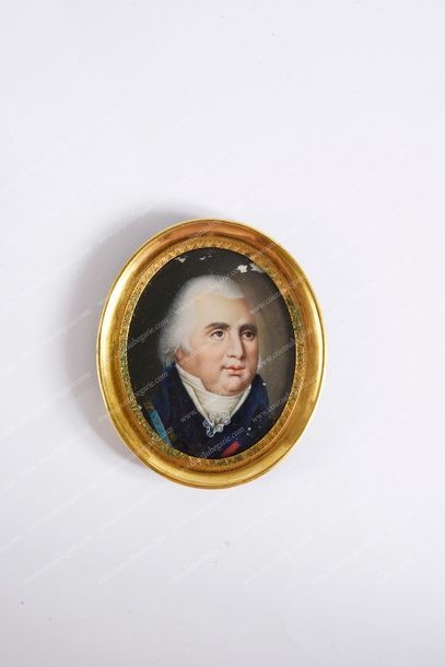 École Française de la fin du XVIIIe siècle. 
Portrait de Louis XVIII, roi de France...