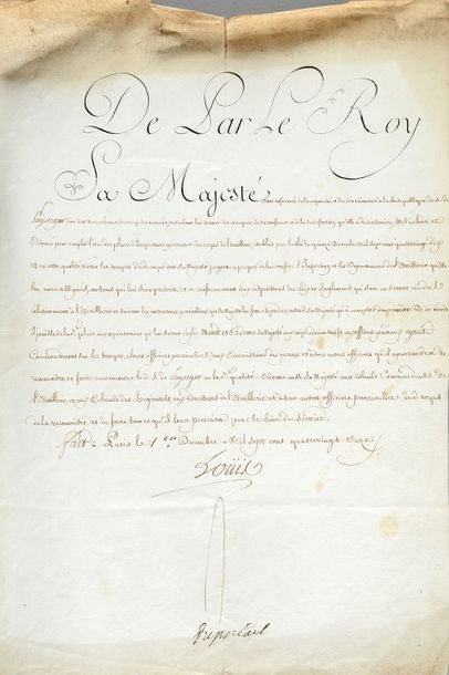 Louis XVI, roi de France (1754-1793). 
Lettre de service signée Louis, Versailles,...