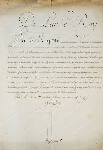 Louis XVI, roi de France (1754-1793). 
Lettre de service signée Louis, Versailles,...