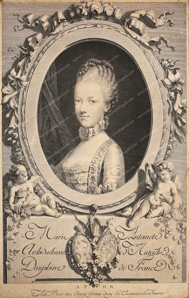 École française du XVIIIe siècle. 
Marie-Antoinette archiduchesse d'Autriche, dauphine...