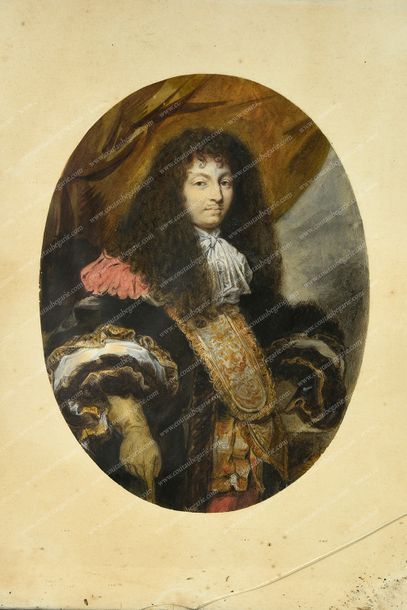 École française du XIXe siècle. 
Portrait de Louis XIV roi de France (1638-1715).
Belle...