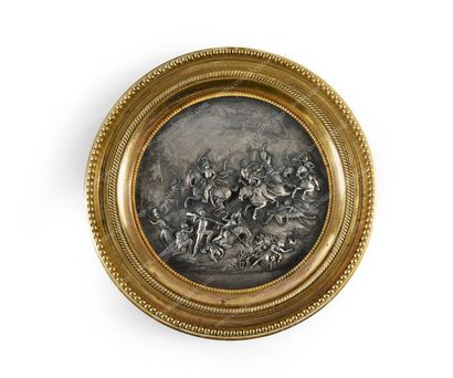 KIRSTEIN Jacques Frédéric (1765-1838). 
La bataille d'Austerlitz.
Médaillon en argent...