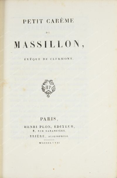 null [COLLECTION DÉDIÉE AU PRINCE IMPÉRIAL].
MASSILLON Jean-Baptiste, évêque de Clermont...