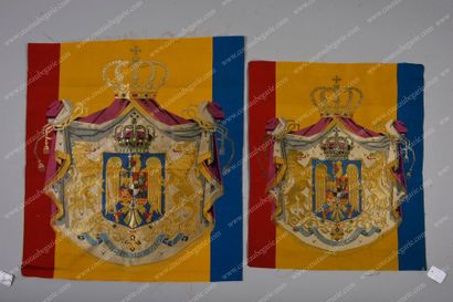 null MAISON ROYALE DE ROUMANIE.
Deux drapeaux de la Roumanie tissés par la manufacture
Tassinari&Chatel...