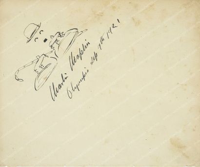 CHAPLIN Charlie (1889-1977). 
Pièce autographe signée: «Charlie Chaplin à bord du...