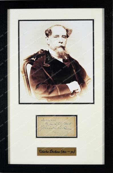 DICKENS CHARLES (1812-1870). 
Pièce autographe signée: «Charles Dickens», conservée...