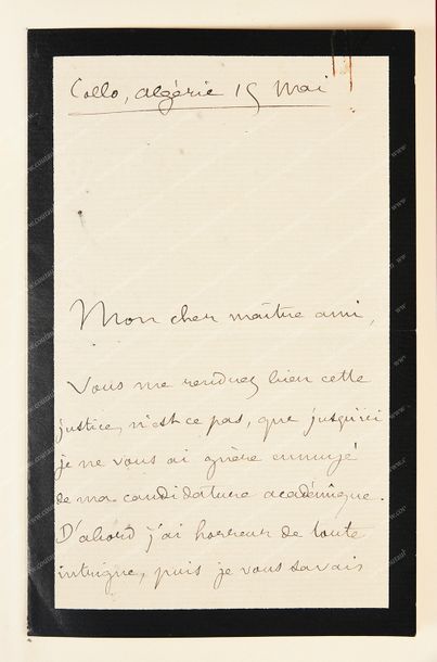 LOTI Pierre (1850-1923). 
Lettre autographe signée: «P. Loti», Callo, Algérie, 15...