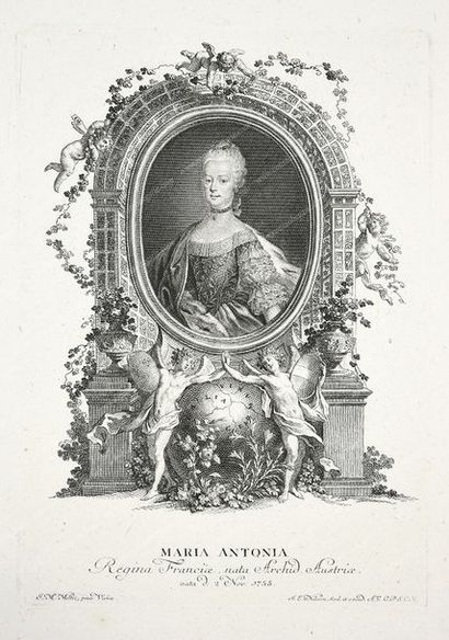 NILSON Johann Essaias (1721-1788). 
Maria Antonia Régina Franciae Nata Archid Austrix.
Eau-forte...