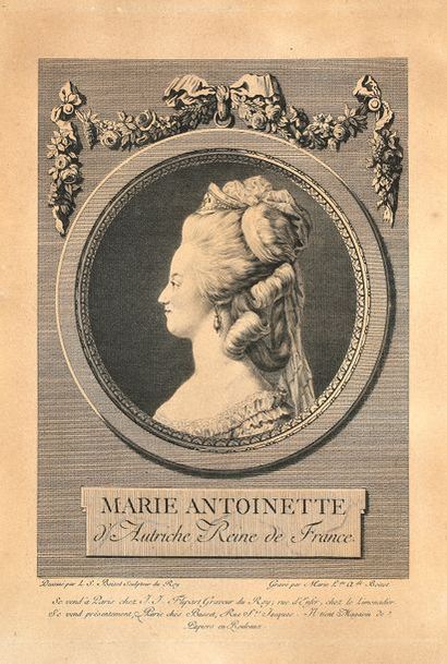 BOIZOT Louis-Auguste (1743-1809). 
Marie-Antoinette d'Autriche, reine de France.
Eau-forte...