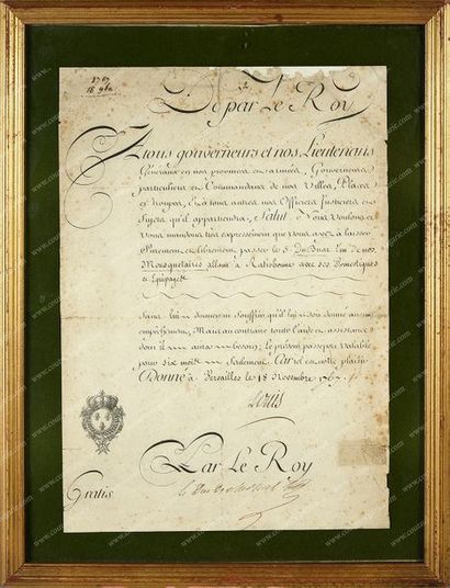 LOUIS XV, roi de France (1740-1774). 
Pièce autographe signée Louis, contresignée...