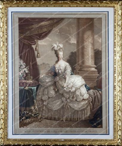 École française du XIXe siècle. 
Portrait de Marie-Antoinette, reine de France (1755-1793).
Gravure...
