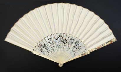 null Effect of flowered trellis, circa 1750-1760
Folded fan, skin leaf, mounted in...
