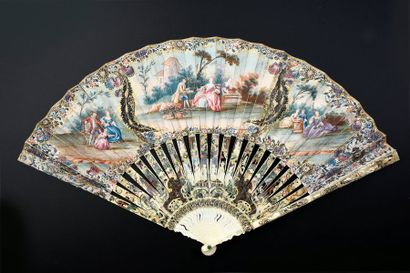 null The wafer merchant, around 1750
Folded fan, a double sheet of wallpaper of three...