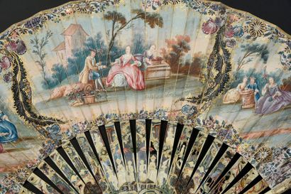 null The wafer merchant, around 1750
Folded fan, a double sheet of wallpaper of three...