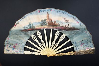 null The tamed bird, around 1760-1770
Folded fan, the sheet of gouache wallpaper...
