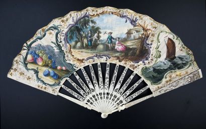 Les moissons, around 1770 Folded fan, skin...
