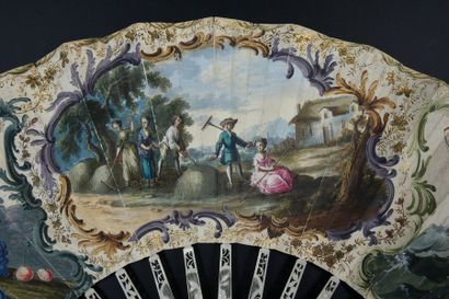 null Les moissons, around 1770
Folded fan, skin leaf, English mounted, gouache painted...