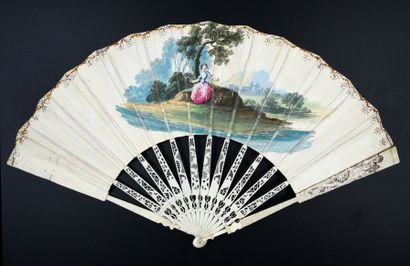 null Les moissons, around 1770
Folded fan, skin leaf, English mounted, gouache painted...