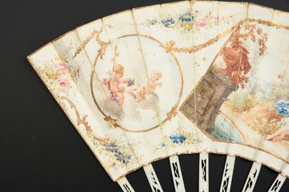 null Zephyr and Flora, around 1770
Folded fan, leather leaf mounted in the English...