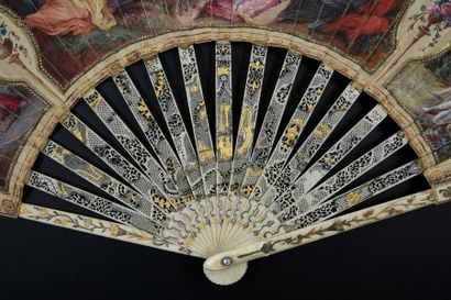 null Telemachus' account, circa 1770
Folded fan, the silk leaf painted with three...