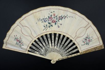 null Telemachus' account, circa 1770
Folded fan, the silk leaf painted with three...