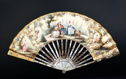 null The suns, around 1770-1780
Folded fan, leather sheet lined with paper, painted...