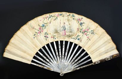 null The suns, around 1770-1780
Folded fan, leather sheet lined with paper, painted...