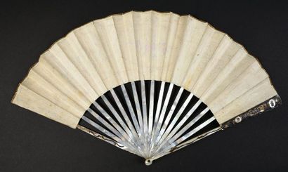 null Flower baskets, circa 1760-1770
Folded fan, silk leaf painted in gouache on...