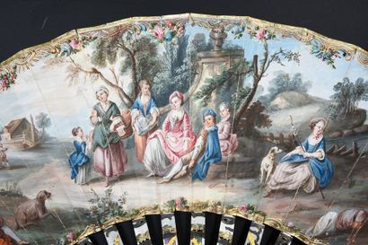 null The child and the kite, around 1770-1780
Folded fan, a leather sheet painted...