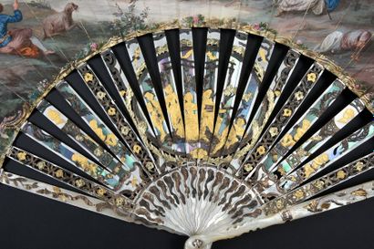 null The child and the kite, around 1770-1780
Folded fan, a leather sheet painted...
