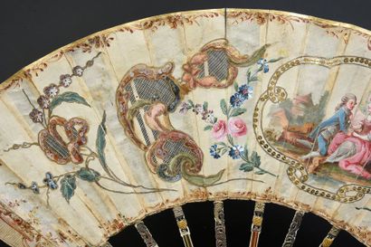 null The declaration, around 1770-1780
Folded fan, a cream silk leaf painted by a...