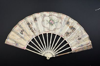 null The declaration, around 1770-1780
Folded fan, a cream silk leaf painted by a...