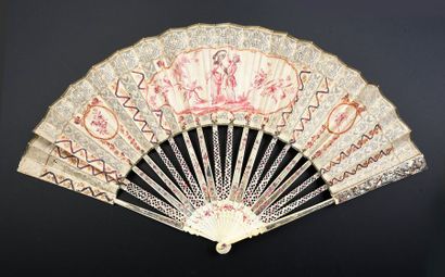 Harmony pink, circa 1770-1780 Folded fan,...