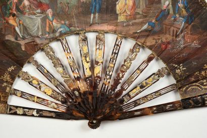 null The dragon officer, around 1760-1770
Folded fan, leather sheet, lined with paper,...