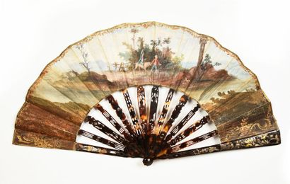 null The dragon officer, around 1760-1770
Folded fan, leather sheet, lined with paper,...