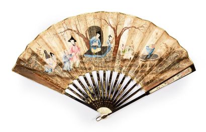 null Greetings, circa 1770-1780
Folded fan, double sheet of wallpaper on an iridescent...