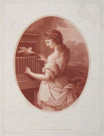 null L'amitié ou la colombe apprivoisée, vers 1780-1790
Eventail plié, feuille en...