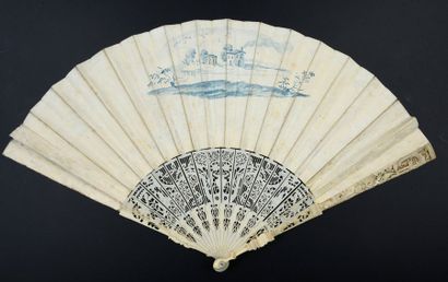 null The bay of Naples and Castel Sant'Elmo, around 1750-1760
Folded fan, the leaf...