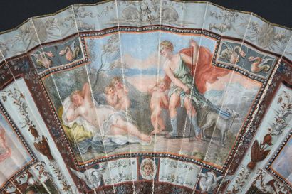 null Adonis led by love near Venus, around 1800
Folded fan, leather leaf painted...