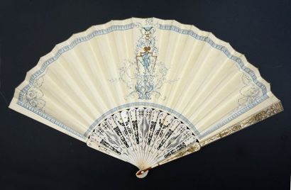 null Adonis led by love near Venus, around 1800
Folded fan, leather leaf painted...